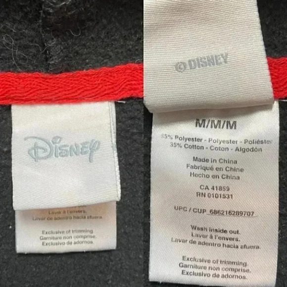 Disney Mickey Mouse Hoodie Sweatshirt Fleece Pullover Black Red Size Medium - Picture 12 of 14